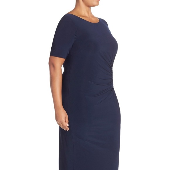 Xscape Dresses Xscape Embellished Side Short Sleeve Jersey Gown